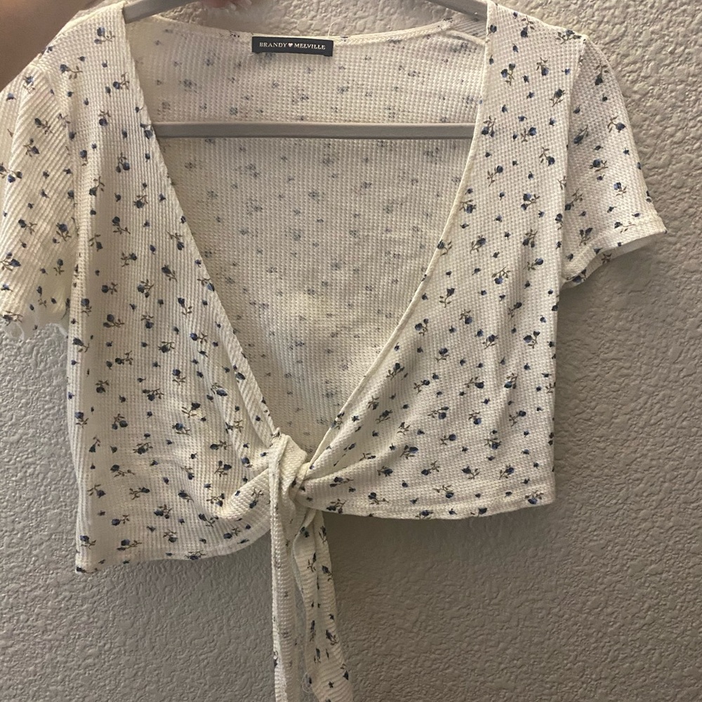 Brandy Melville floral wrap crop top
